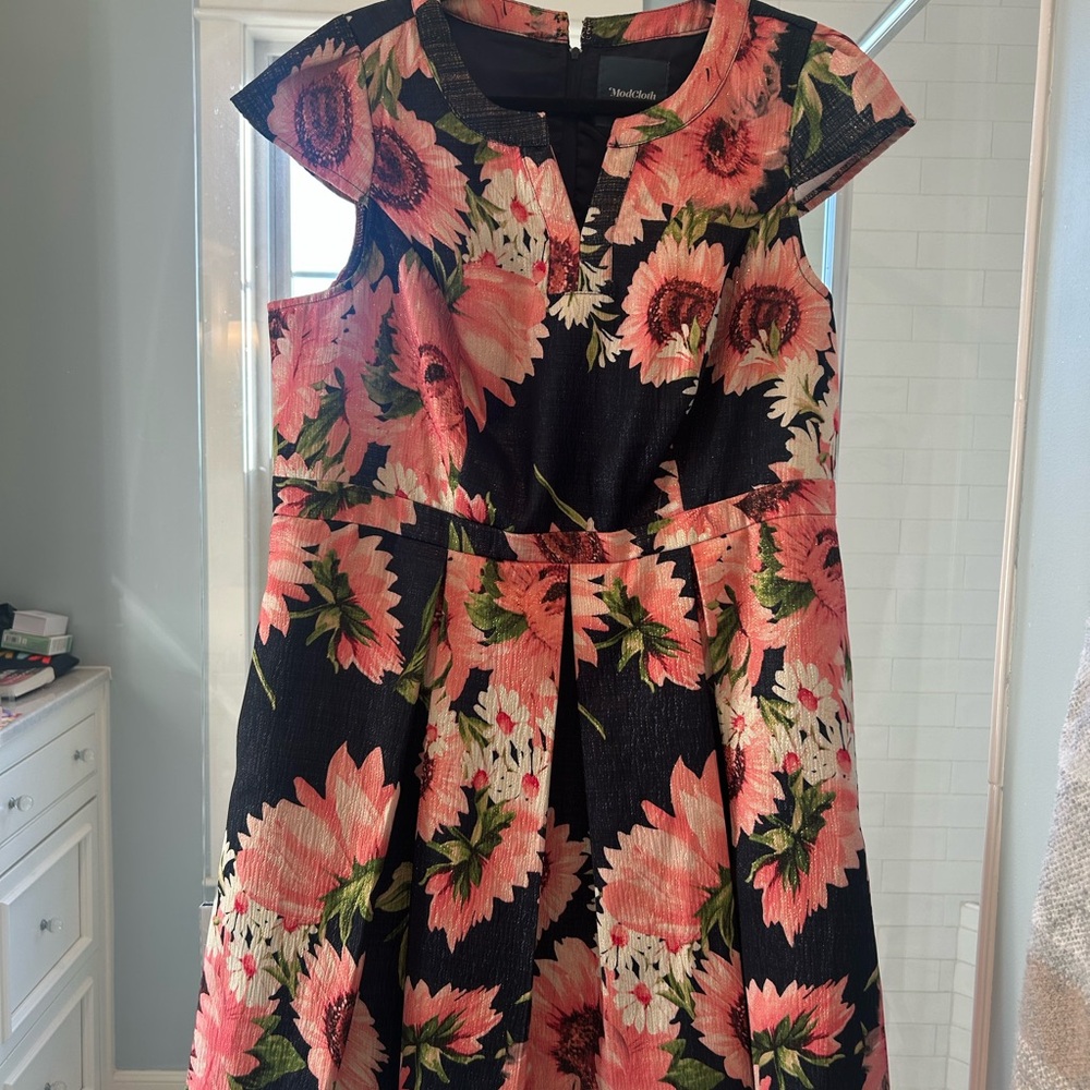 Modcloth Floral Women’s Dress - Navy and Pink
